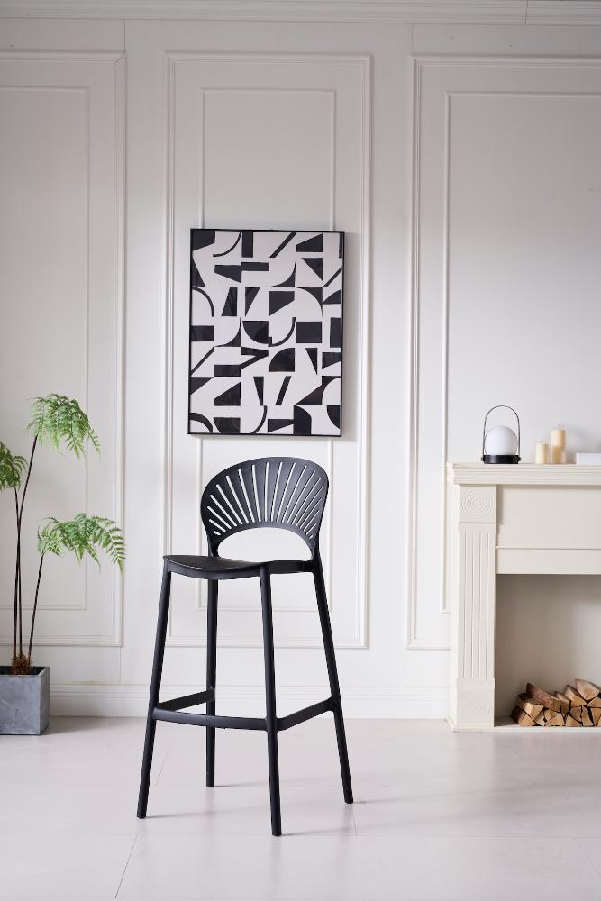 Silla para Bar Paraiso, Color Negro, Diseño moderno X2