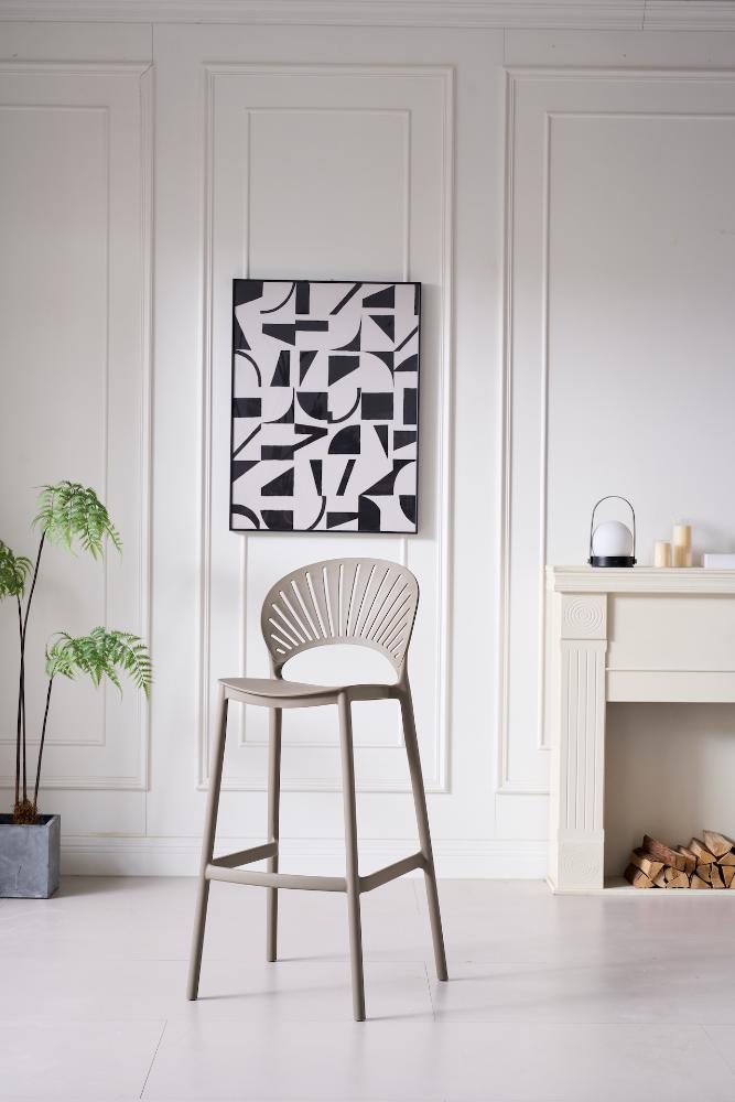 Silla para Bar Paraíso, Color Taupe, Diseño Moderno