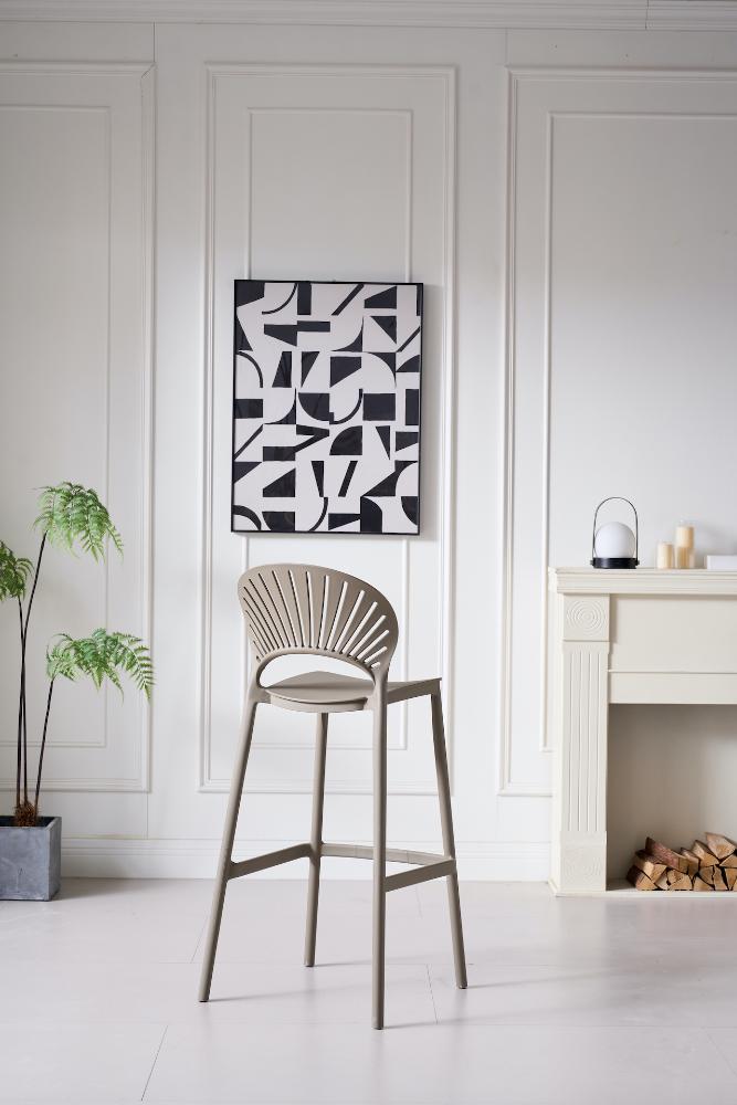 Silla para Bar Paraíso, Color Taupe, Diseño Moderno