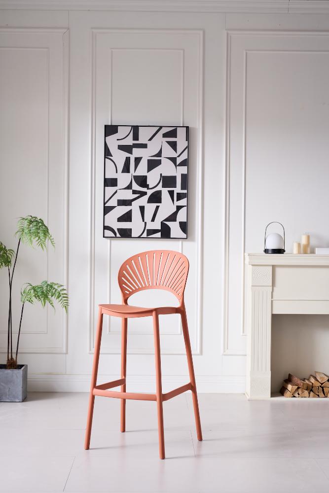 Silla para Bar Paraiso, Color Terracota, Diseño moderno X2