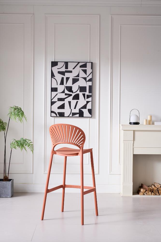 Silla para Bar Paraiso, Color Terracota, Diseño moderno X2