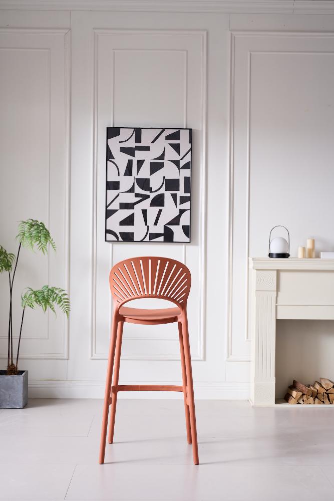 Silla para Bar Paraiso, Color Terracota, Diseño moderno X2