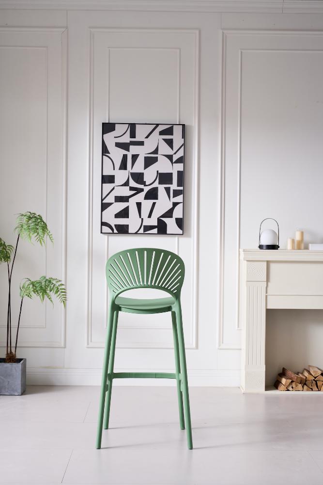 Silla para Bar Paraiso, Color Verde Olivo, Diseño moderno X4