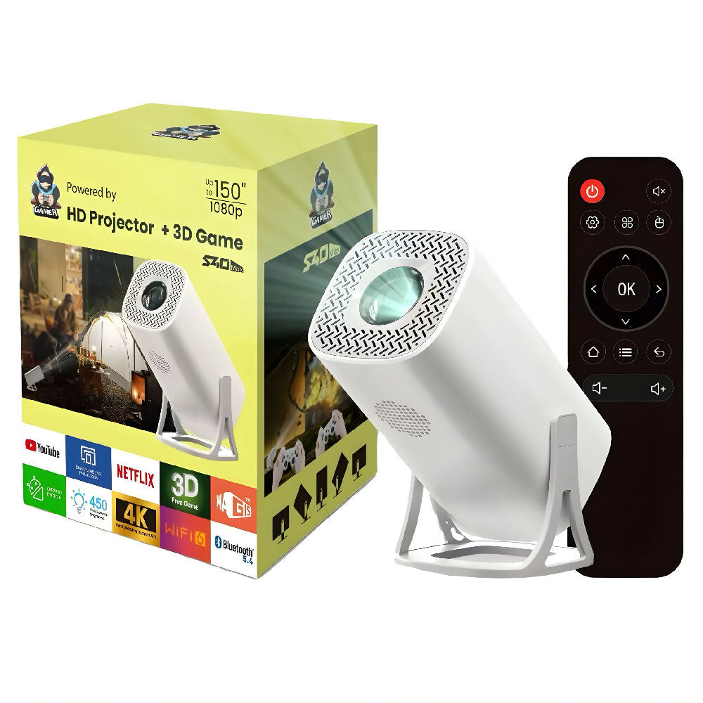 Proyector Portátil Inteligente S40 con Consola de Videojuegos Retro Integrada