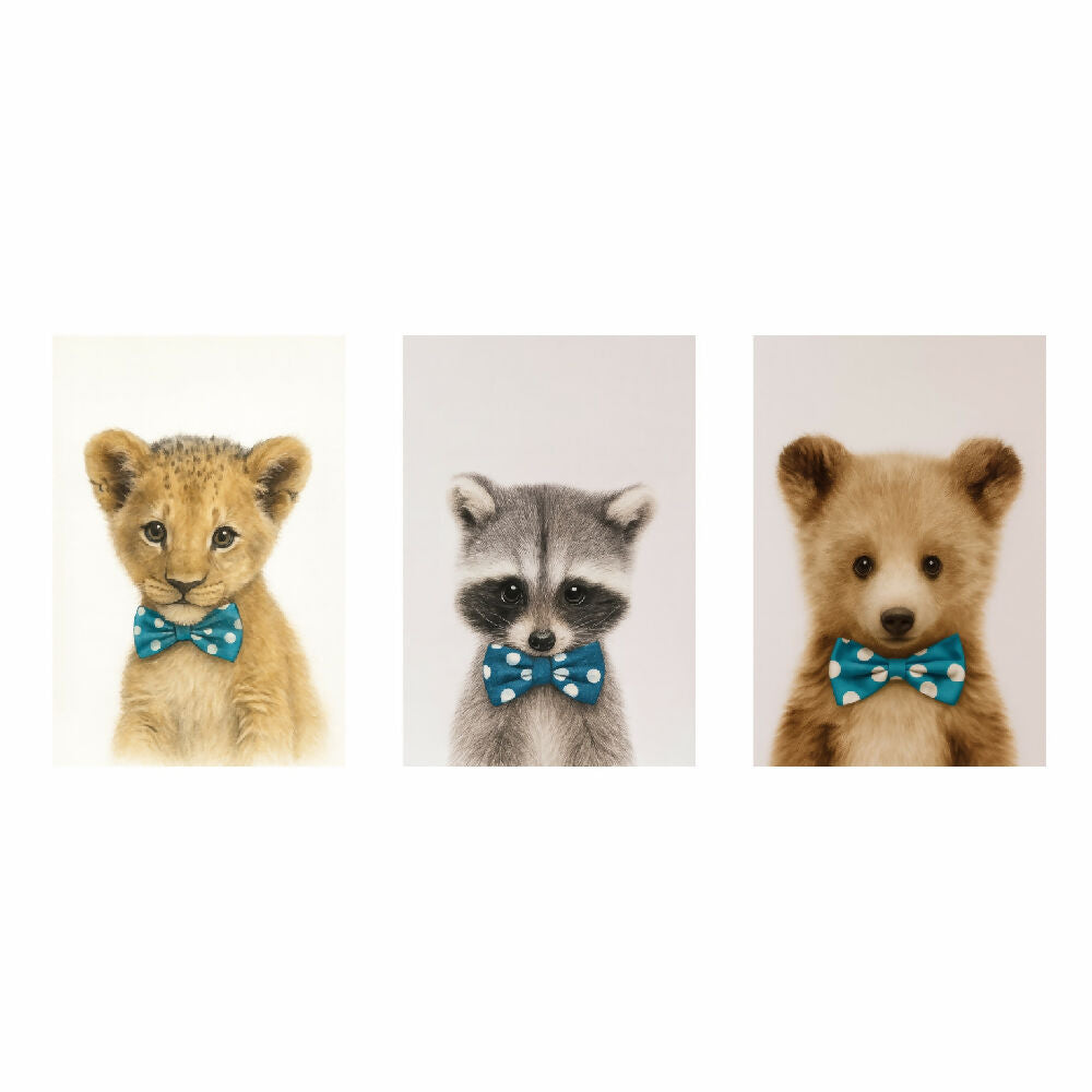 Lienzo Tríptico Infantil Animales Tiernos Set X 3 de 50x34cm c/u