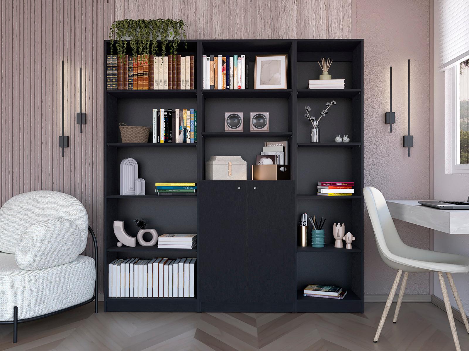 Combo de Bibliotecas Home, Wengue Incluye Tres Bibliotecas - VIRTUAL MUEBLES