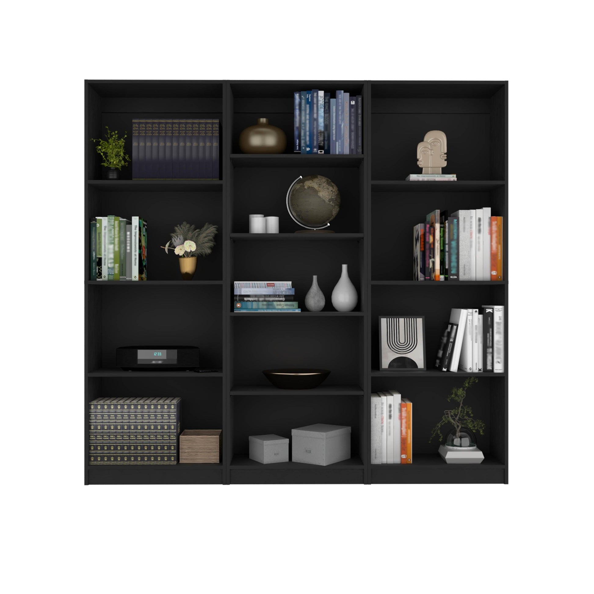 Combo de Bibliotecas Home, Wengue Incluye Tres Bibliotecas sin puertas - VIRTUAL MUEBLES
