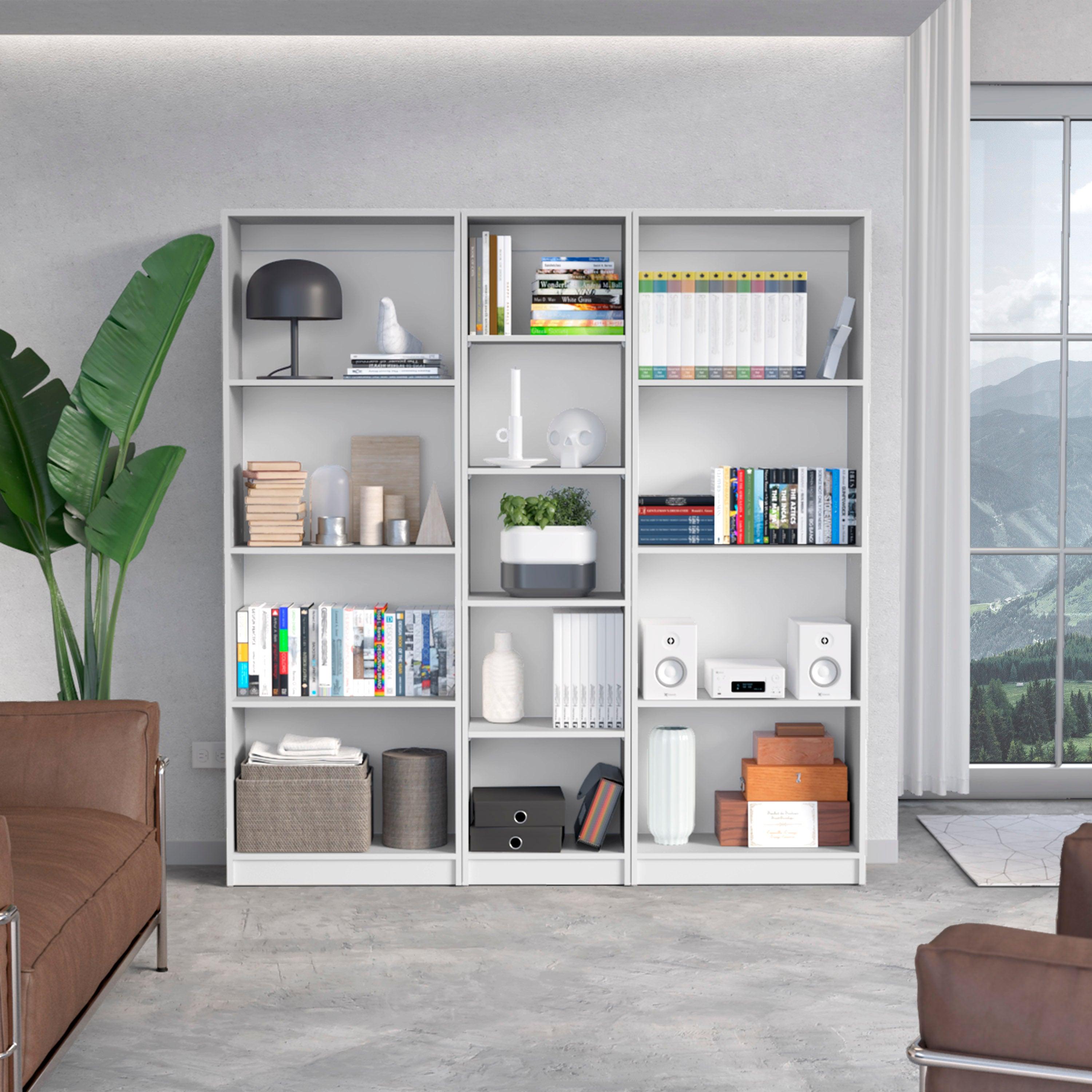 Combo de Bibliotecas Home, Blanco Incluye Tres Bibliotecas sin puertas - VIRTUAL MUEBLES