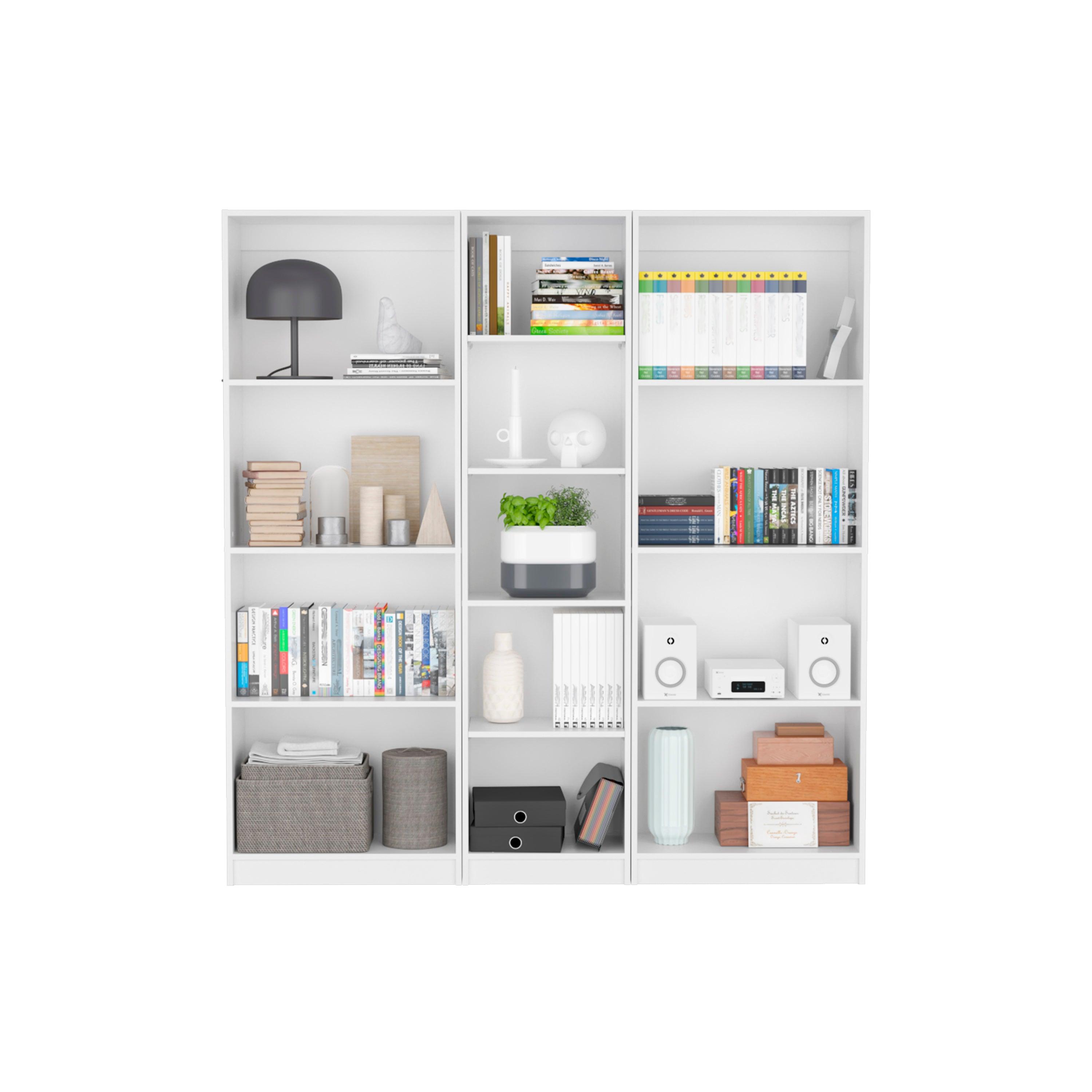 Combo de Bibliotecas Home, Blanco Incluye Tres Bibliotecas sin puertas - VIRTUAL MUEBLES