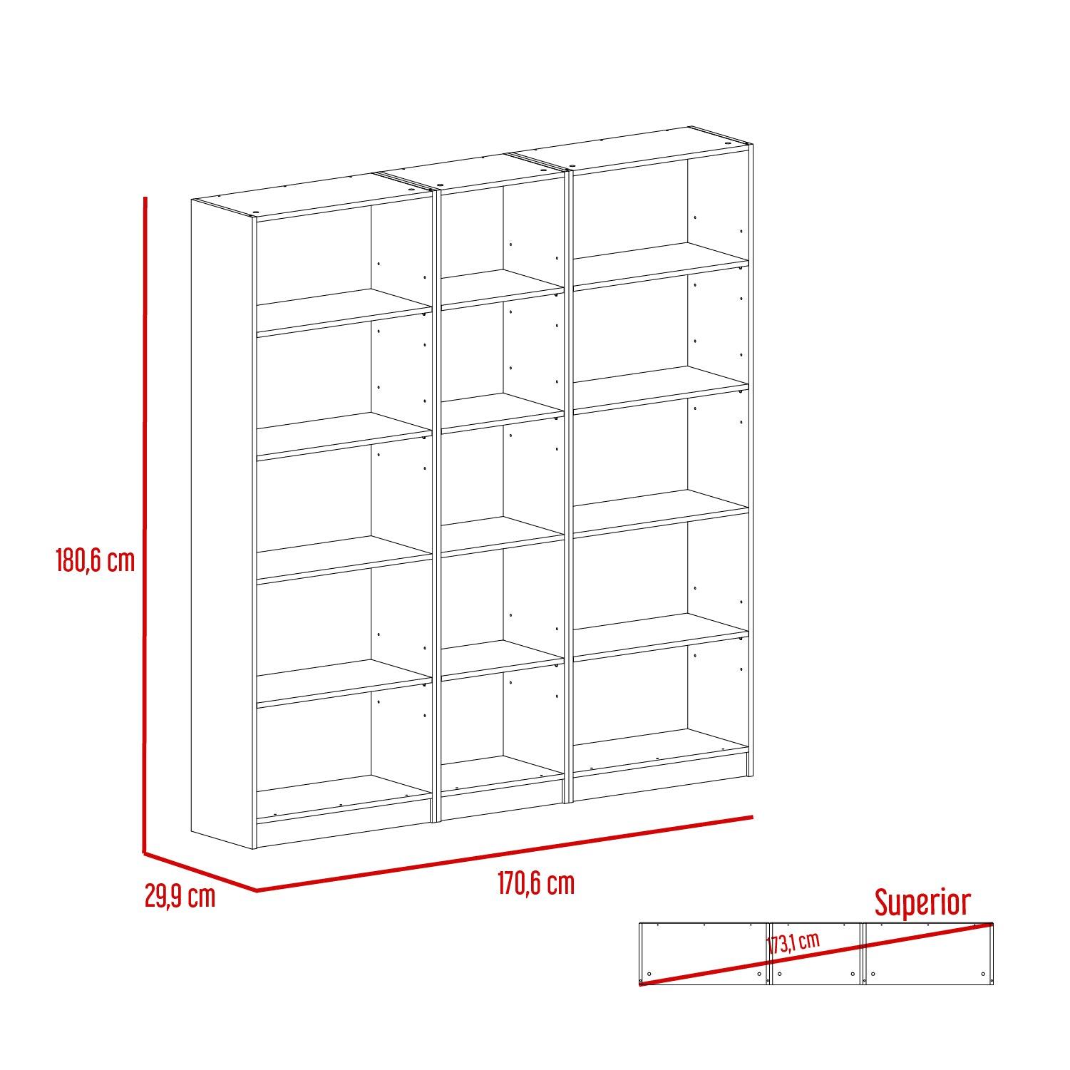 Combo de Bibliotecas Home, Blanco Incluye Tres Bibliotecas sin puertas - VIRTUAL MUEBLES