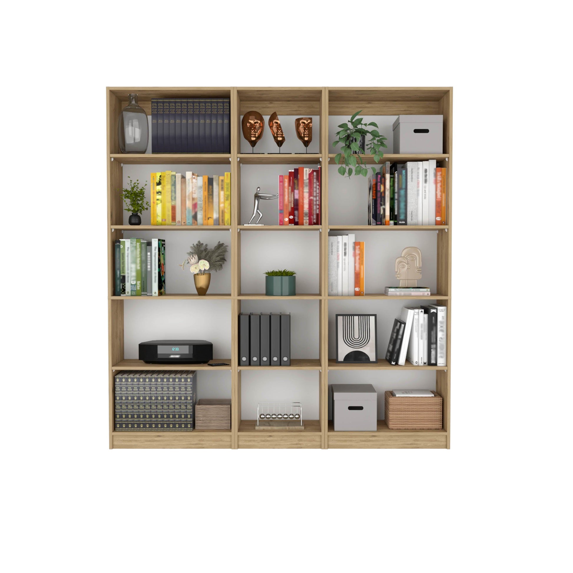 Combo de Bibliotecas Home, Macadamia Incluye Tres Bibliotecas sin puertas - VIRTUAL MUEBLES