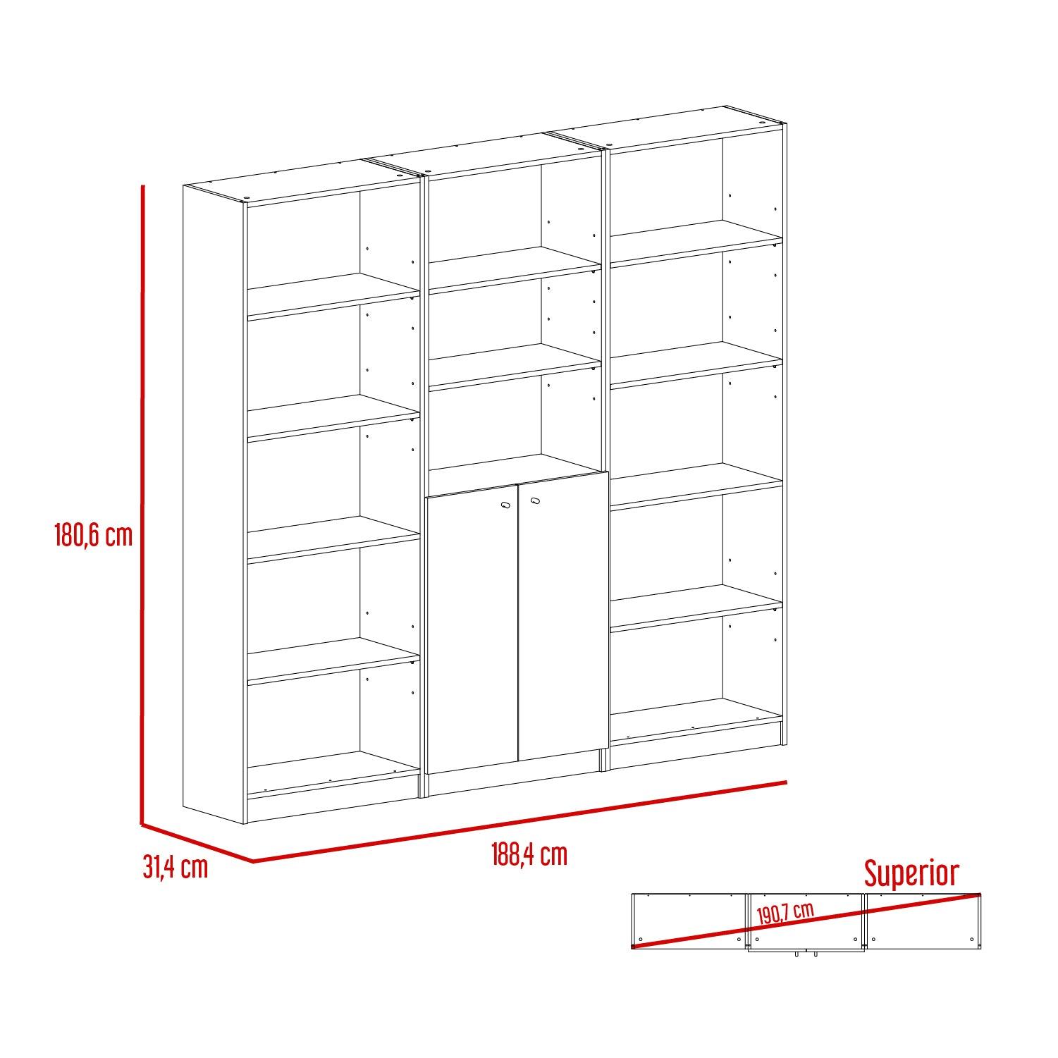 Combo de Bibliotecas Home Eco, Blanco Incluye Tres Bibliotecas - VIRTUAL MUEBLES