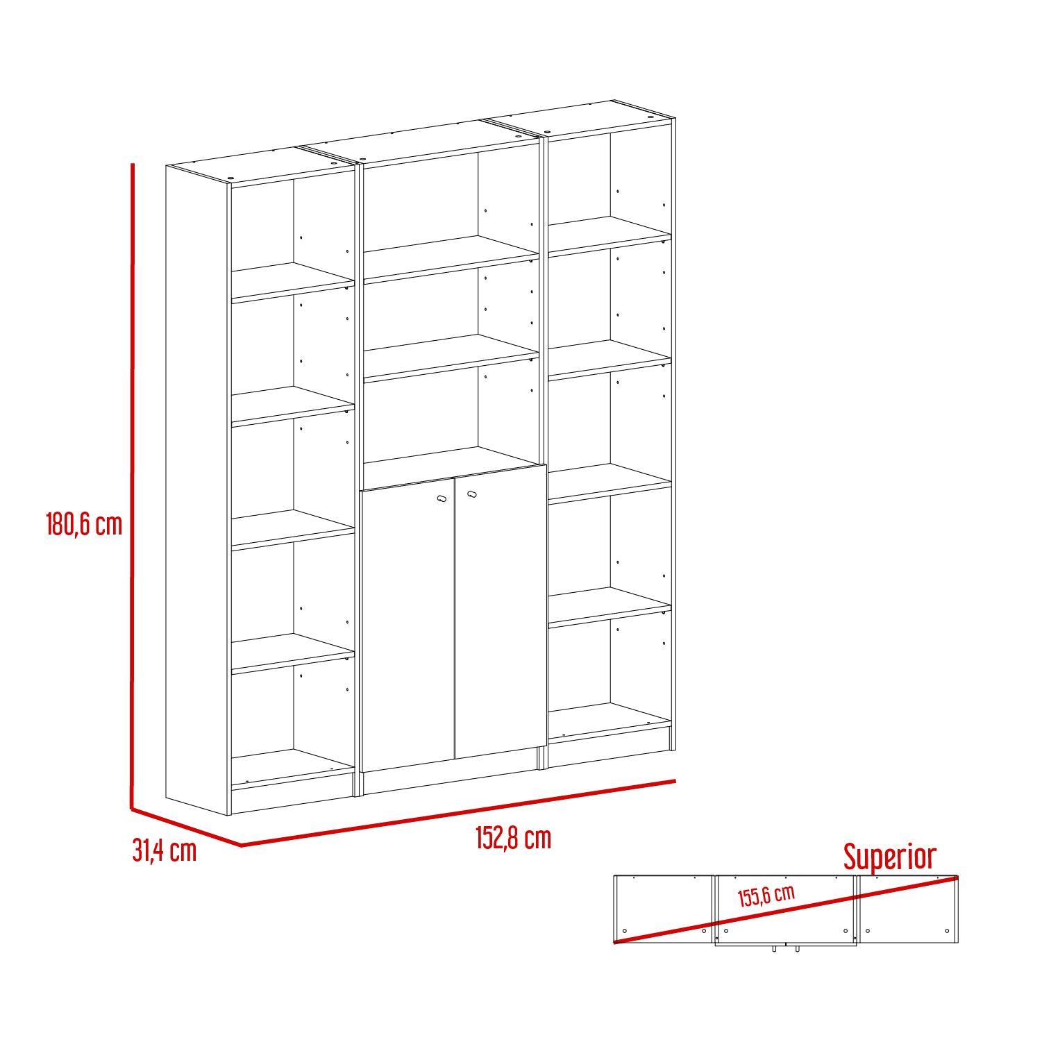 Combo de Bibliotecas Home, Wengue Incluye Tres Bibliotecas - VIRTUAL MUEBLES