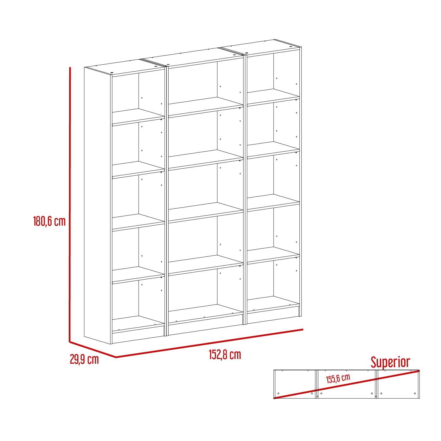 Combo de Bibliotecas Home, Wengue Incluye Tres Bibliotecas - VIRTUAL MUEBLES