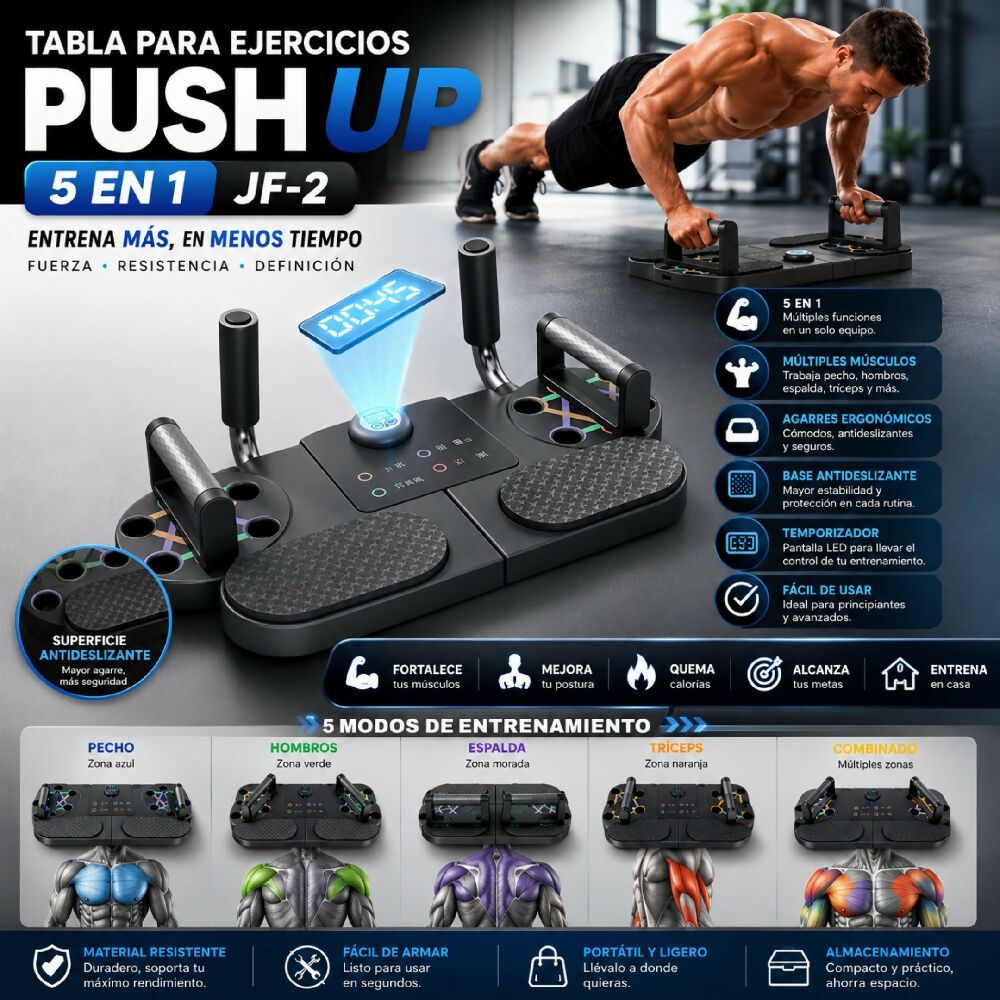 Tabla Ejercicios Push Up 5en1 JF-2 Para Pecho Espalda Y Hombros