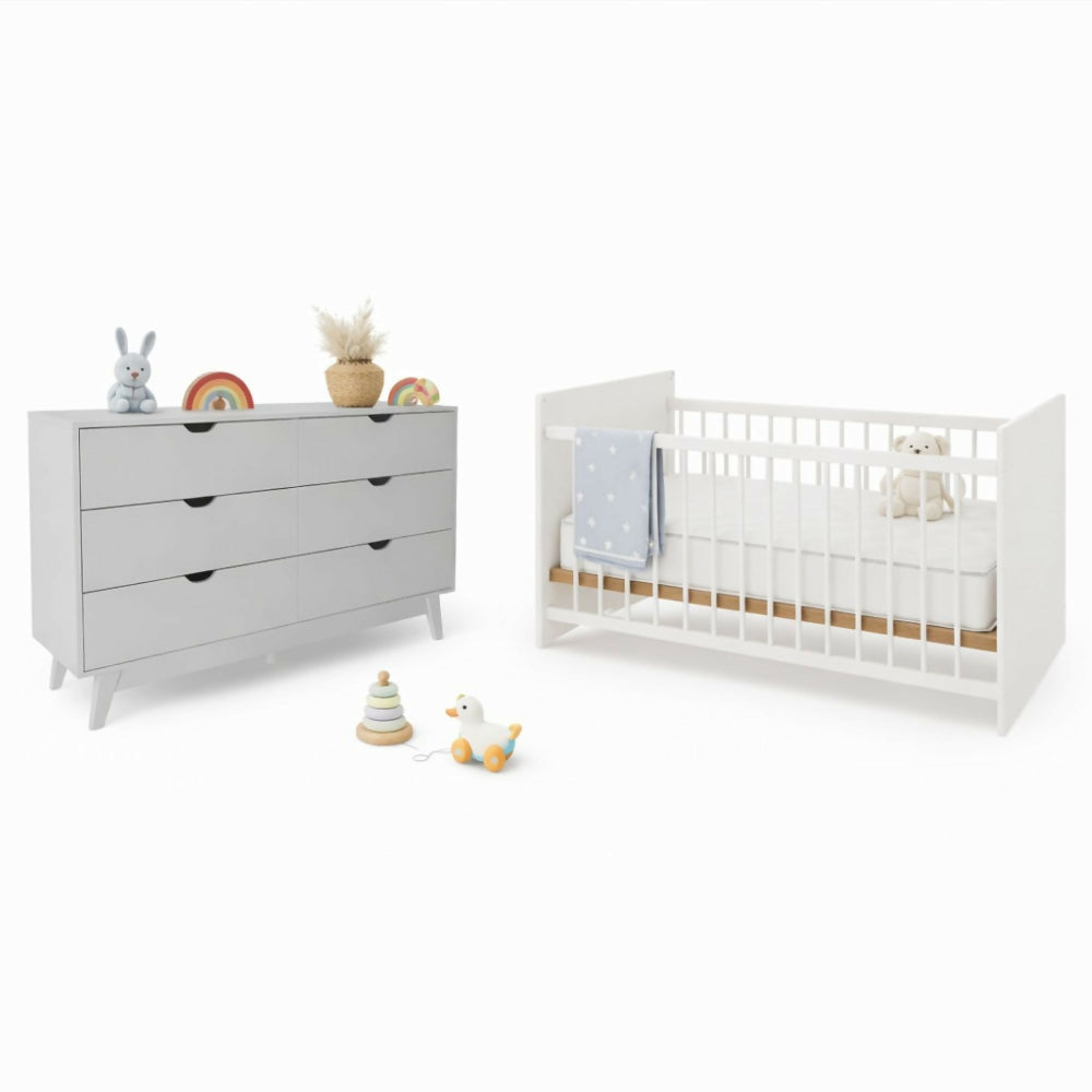 Combo Cuna Jaén Blanco + Cómoda Dakar Blanca