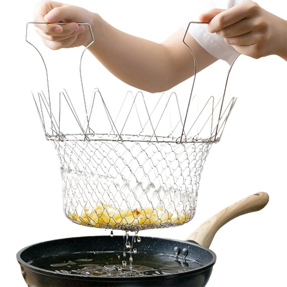 Escurridor Plegable de Aceite Acero Inoxidable Colador Malla