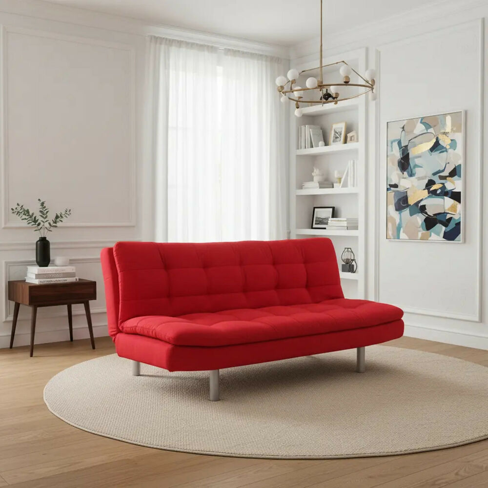 Sofa Cama Sierra 3 Puestos Tela Rojo