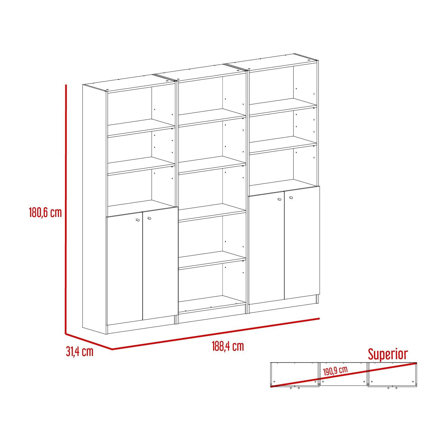 Combo de Bibliotecas Home, Macadamia Incluye Tres Bibliotecas - VIRTUAL MUEBLES