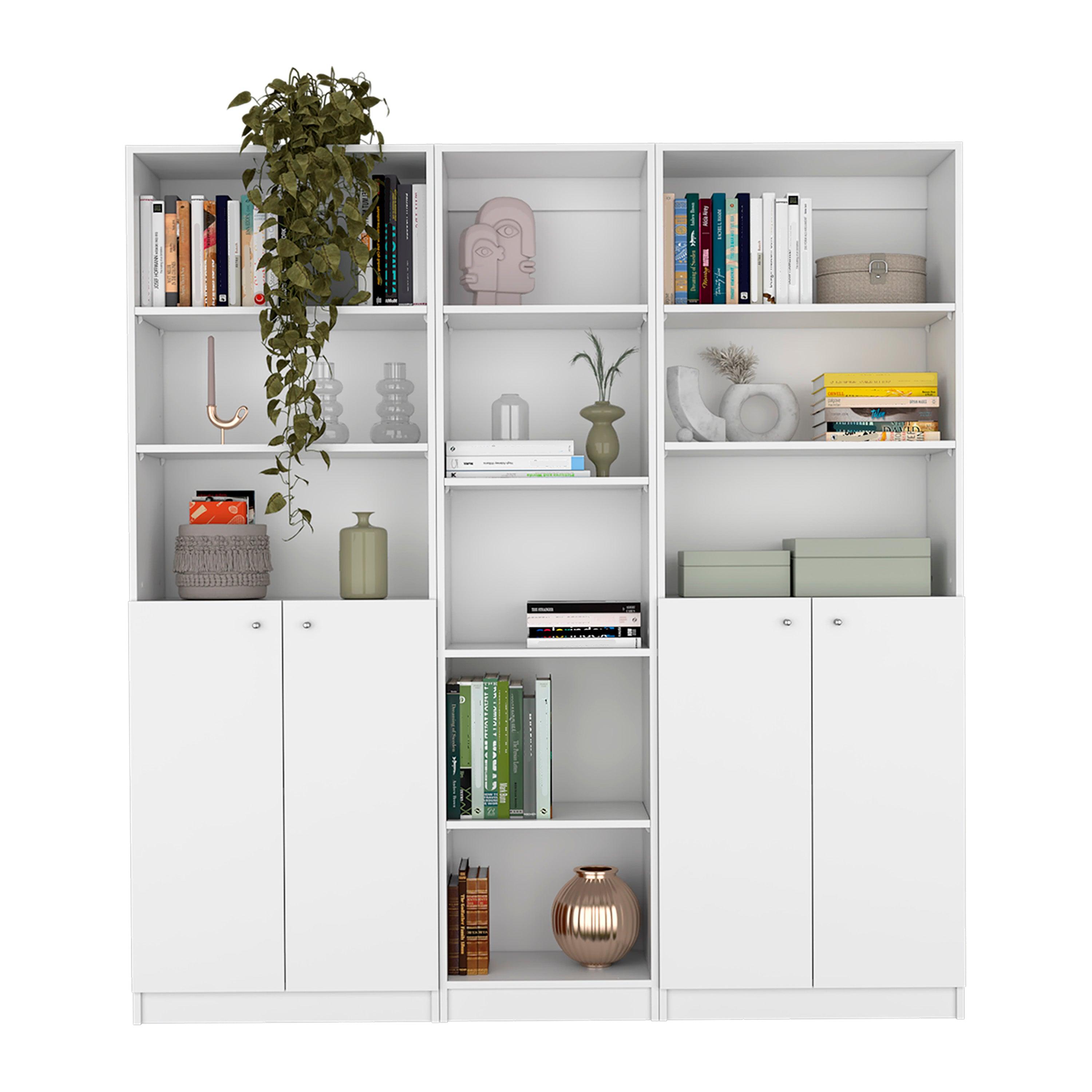 Combo de Bibliotecas Home, Blanco, Incluye Tres Bibliotecas - VIRTUAL MUEBLES