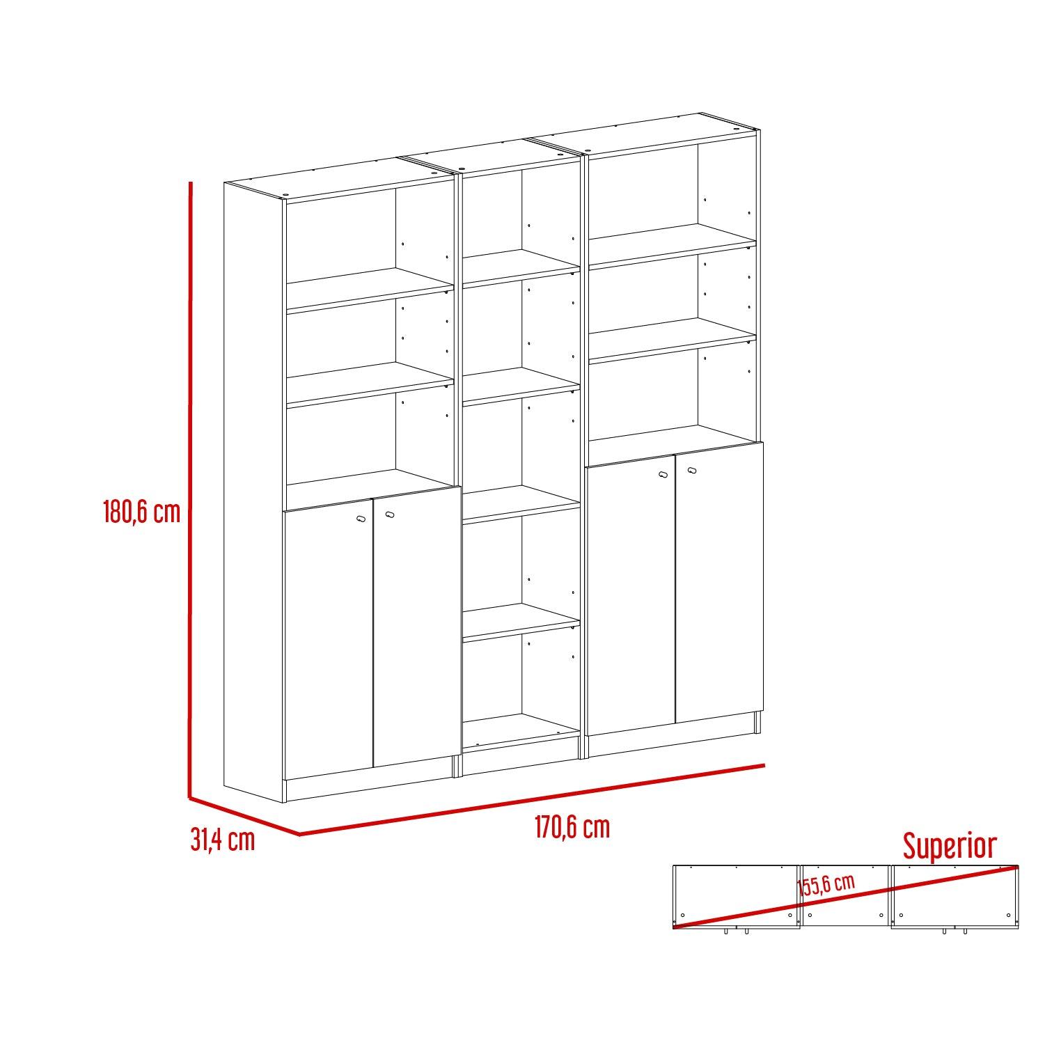 Combo de Bibliotecas Home, Wengue, Incluye Tres Bibliotecas - VIRTUAL MUEBLES