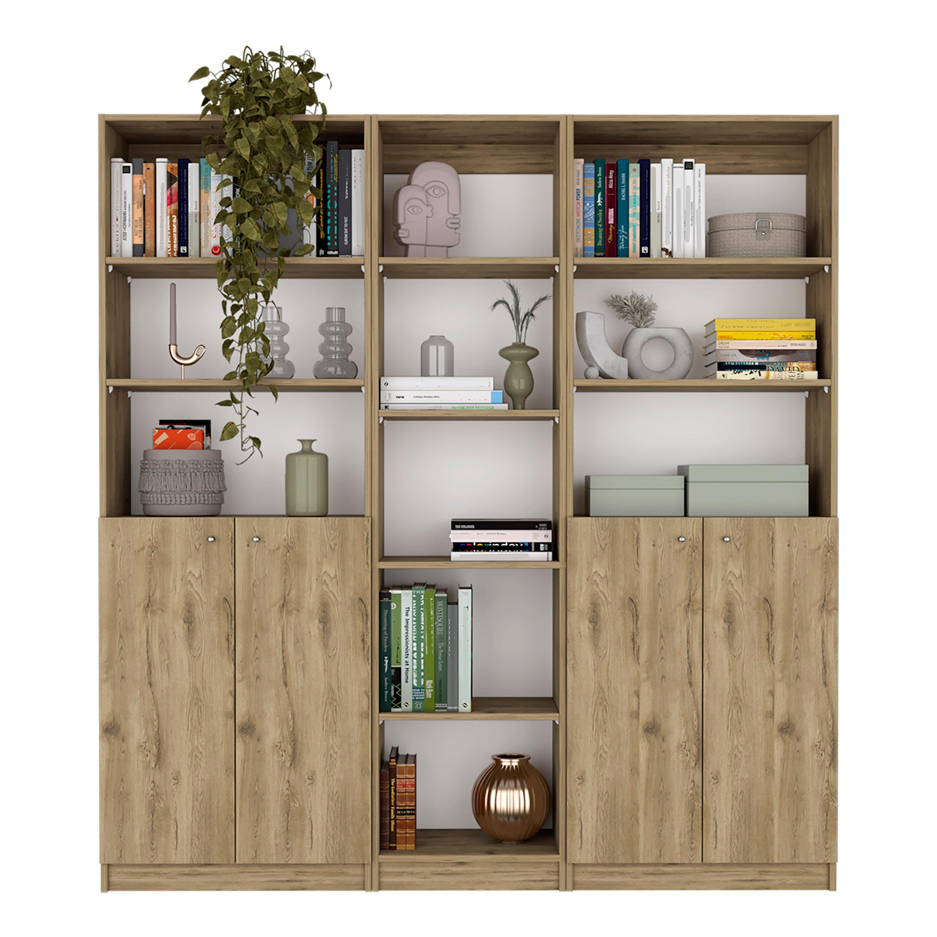 Combo de Bibliotecas Home, Macadamia, Incluye Tres Bibliotecas - VIRTUAL MUEBLES