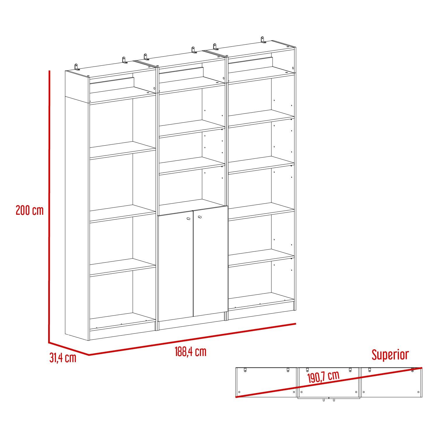 Combo de Bibliotecas Home, Blanco Incluye Tres Bibliotecas y Tres Complementos - VIRTUAL MUEBLES