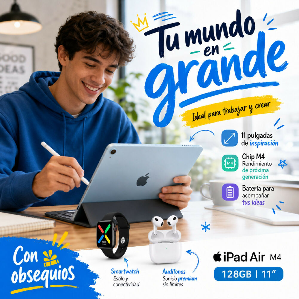 Tablet Apple Ipad Air M4 De 11 Pulgadas 128gb Wifi Diseño Ultrafino Celeste + Obsequio