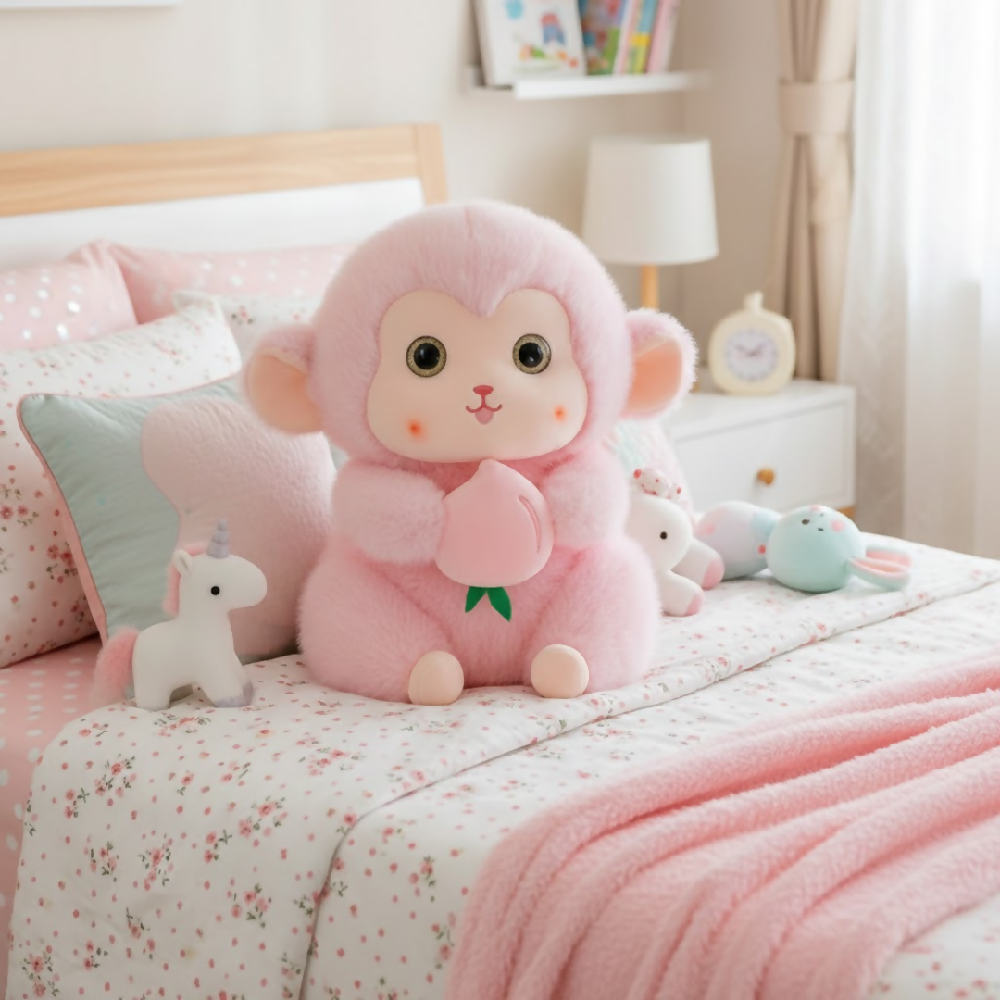 Peluche Mono Rosado 45 Cm Con Cobija Integrada – Compañero Suave Y Acogedor Ideal Para Regalo Y Descanso