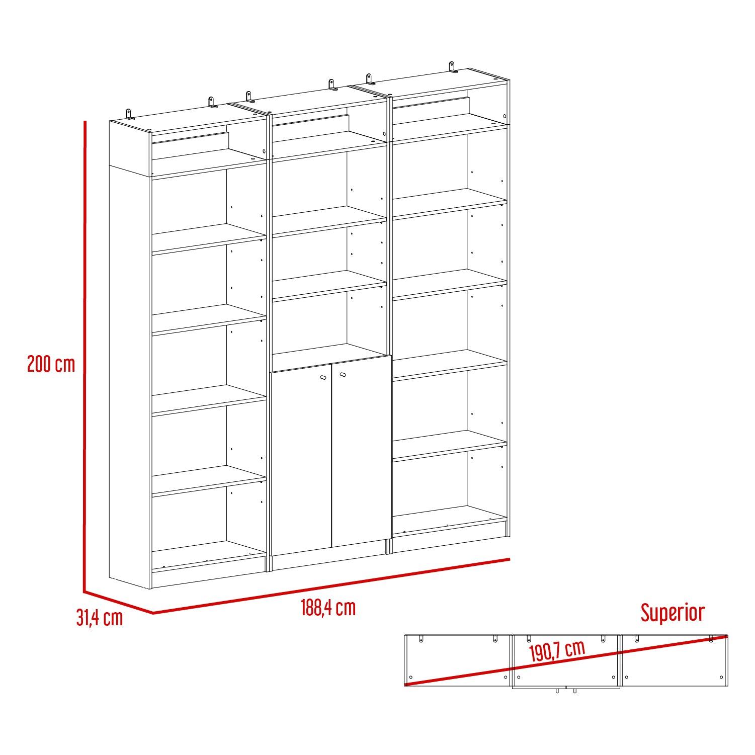 Combo de Bibliotecas Home, Blanco, Incluye Tres Bibliotecas y Tres Complementos - VIRTUAL MUEBLES