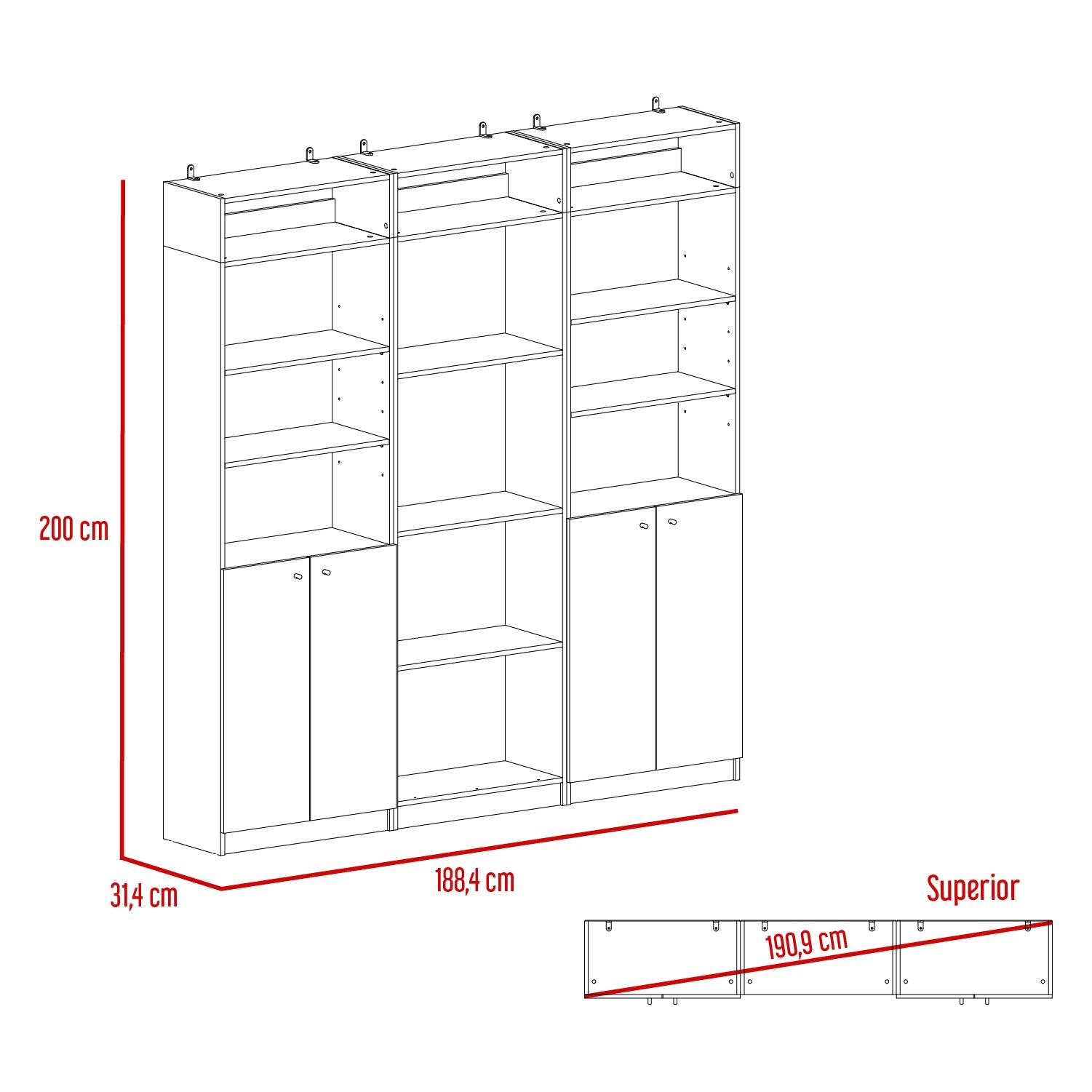 Combo de Bibliotecas Home, Wengue, Incluye Tres Bibliotecas y Tres Complementos - VIRTUAL MUEBLES
