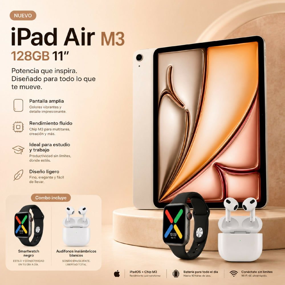 Tablet Apple IPad Air 11 M3 128gb Diseño UltraDelgado Plateado + Obsequio