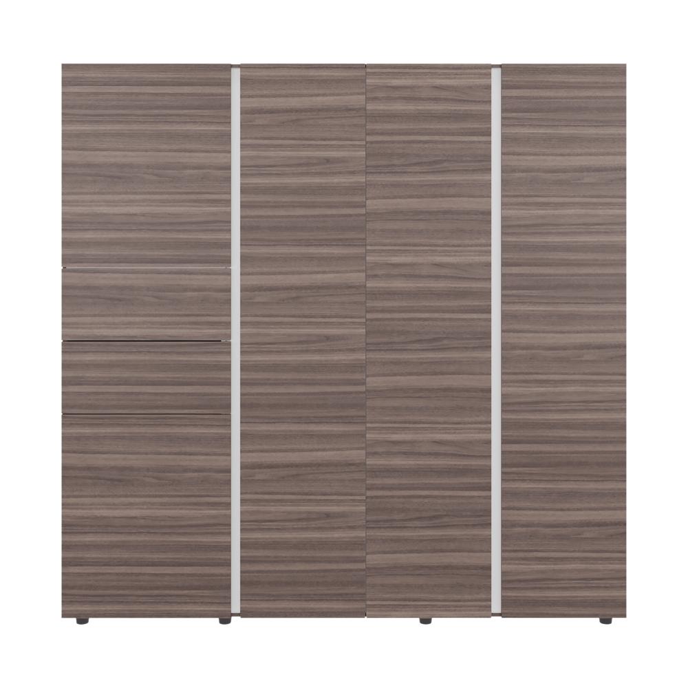 Closet Antalya 200x200, Avellana y Blanco, con 5 puertas abatibles
