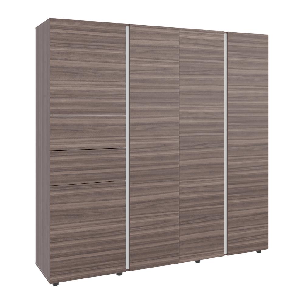 Closet Antalya 200x200, Avellana y Blanco, con 5 puertas abatibles