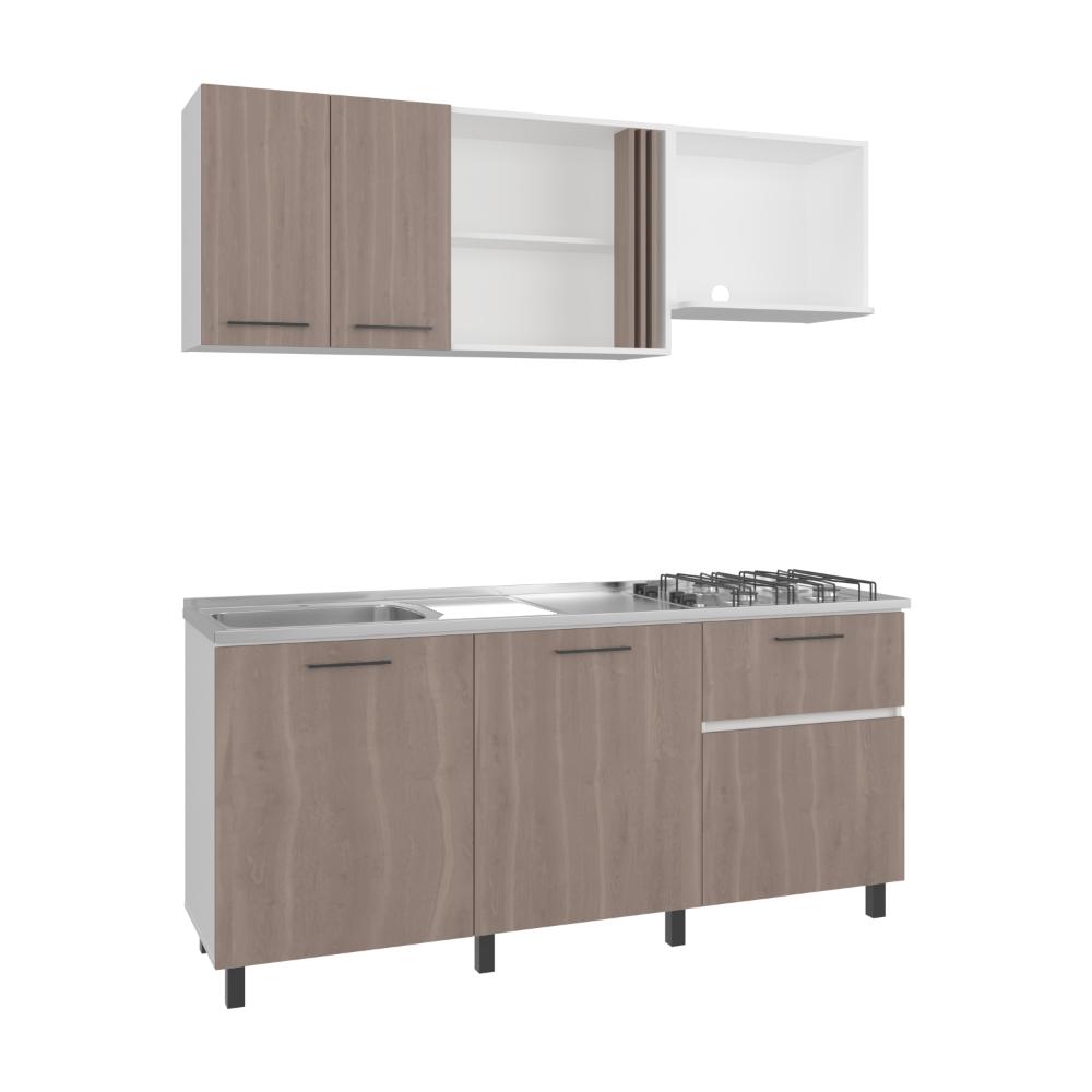 Cocina Integral Preston, Blanco Duqueza y Bardolino, Incluye Mesón North Izquierdo y Estufa 4G