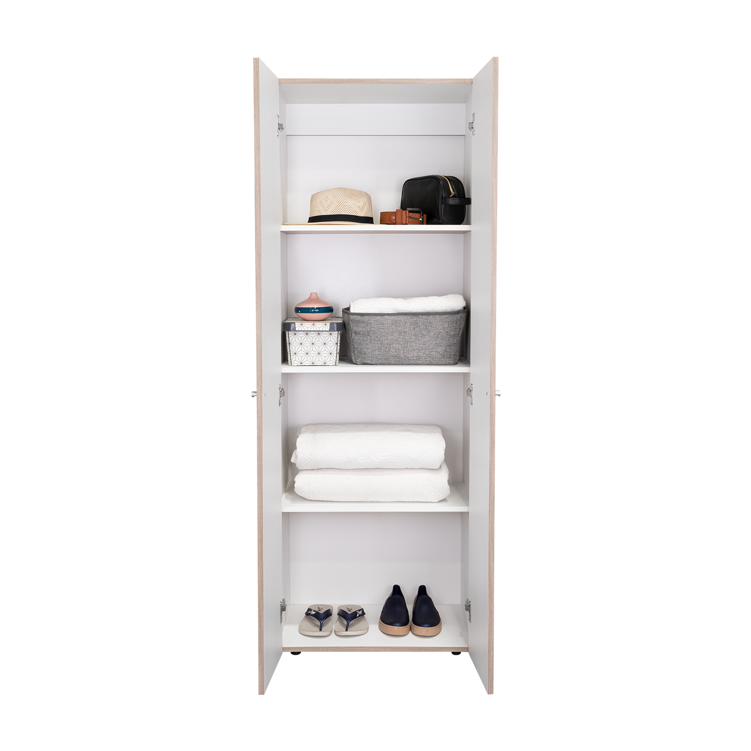 Closet Beico, Positano y Blanco Duqueza, Con Dos Puertas Abatibles y Cuatro Entrepaños