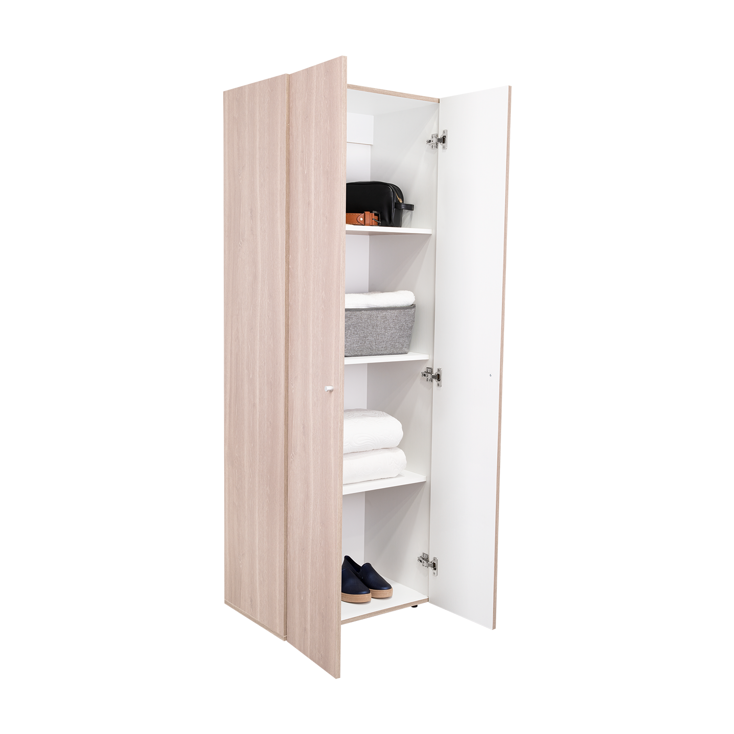 Closet Beico, Positano y Blanco Duqueza, Con Dos Puertas Abatibles y Cuatro Entrepaños