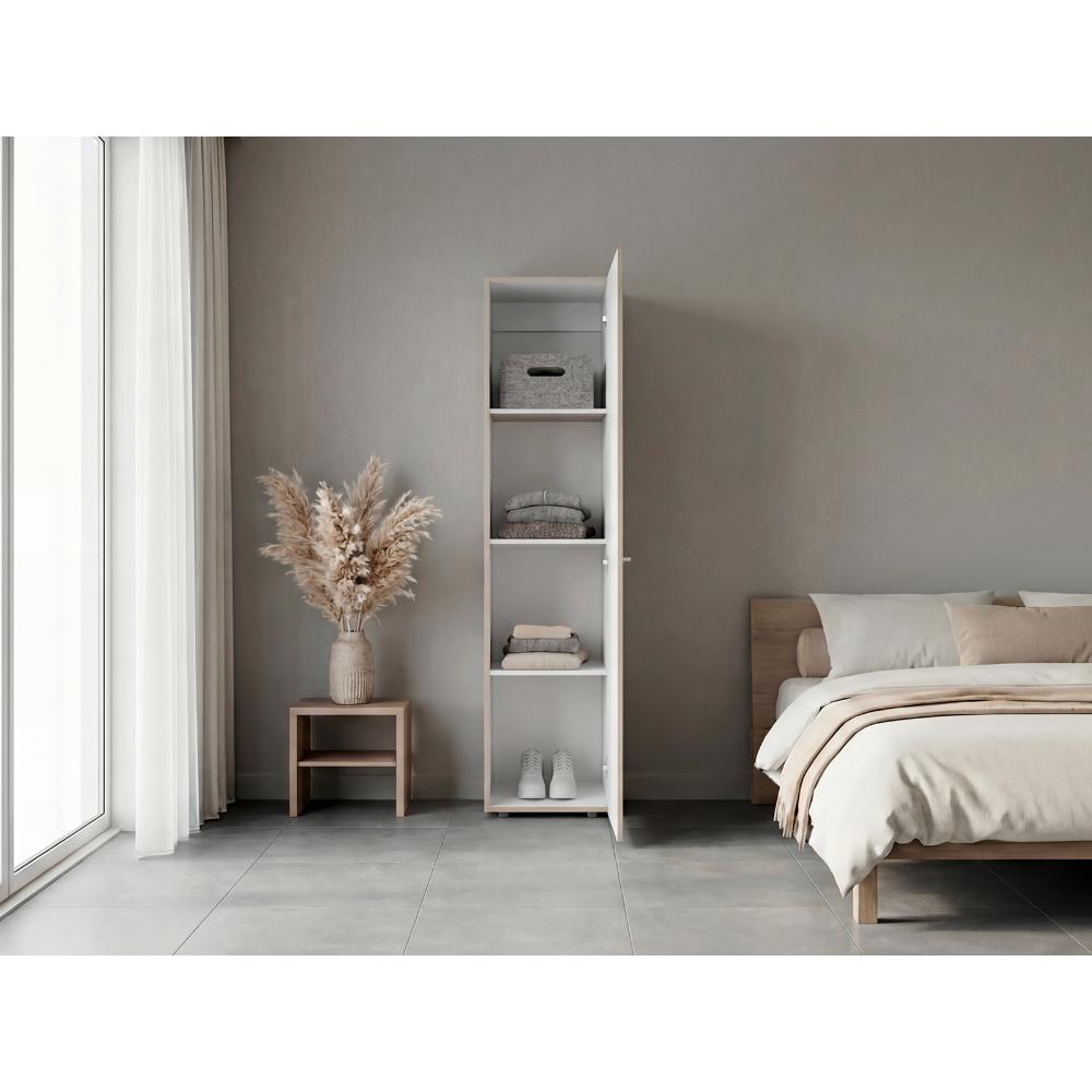 Closet Alma, Bardolino Y Blanco, Una puerta abatible y entrepaños para guardar ropa ZF