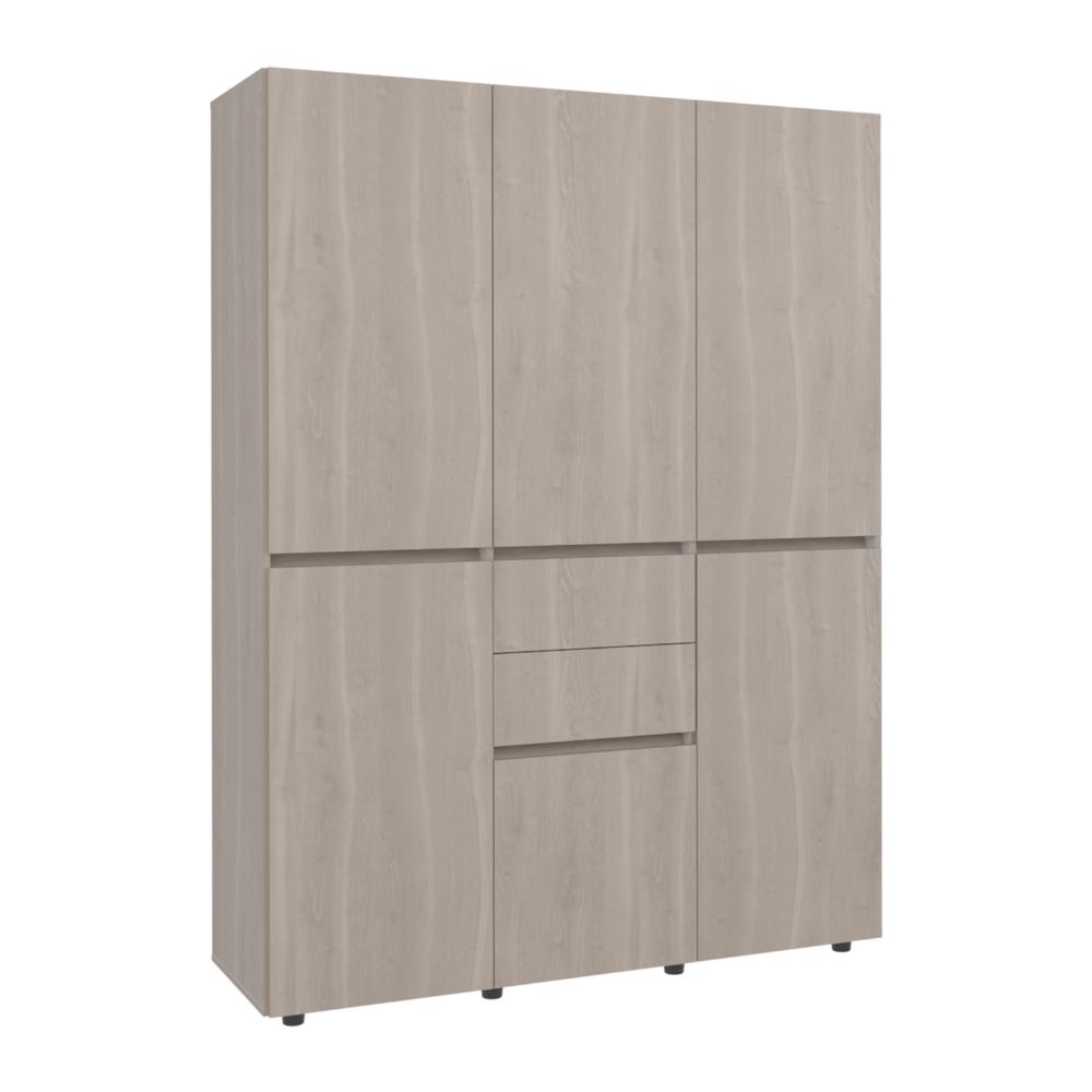 Closet Siruela 150, Bardolino y Blanco, con Seis Puertas y Gran Capacidad de Almacenamiento