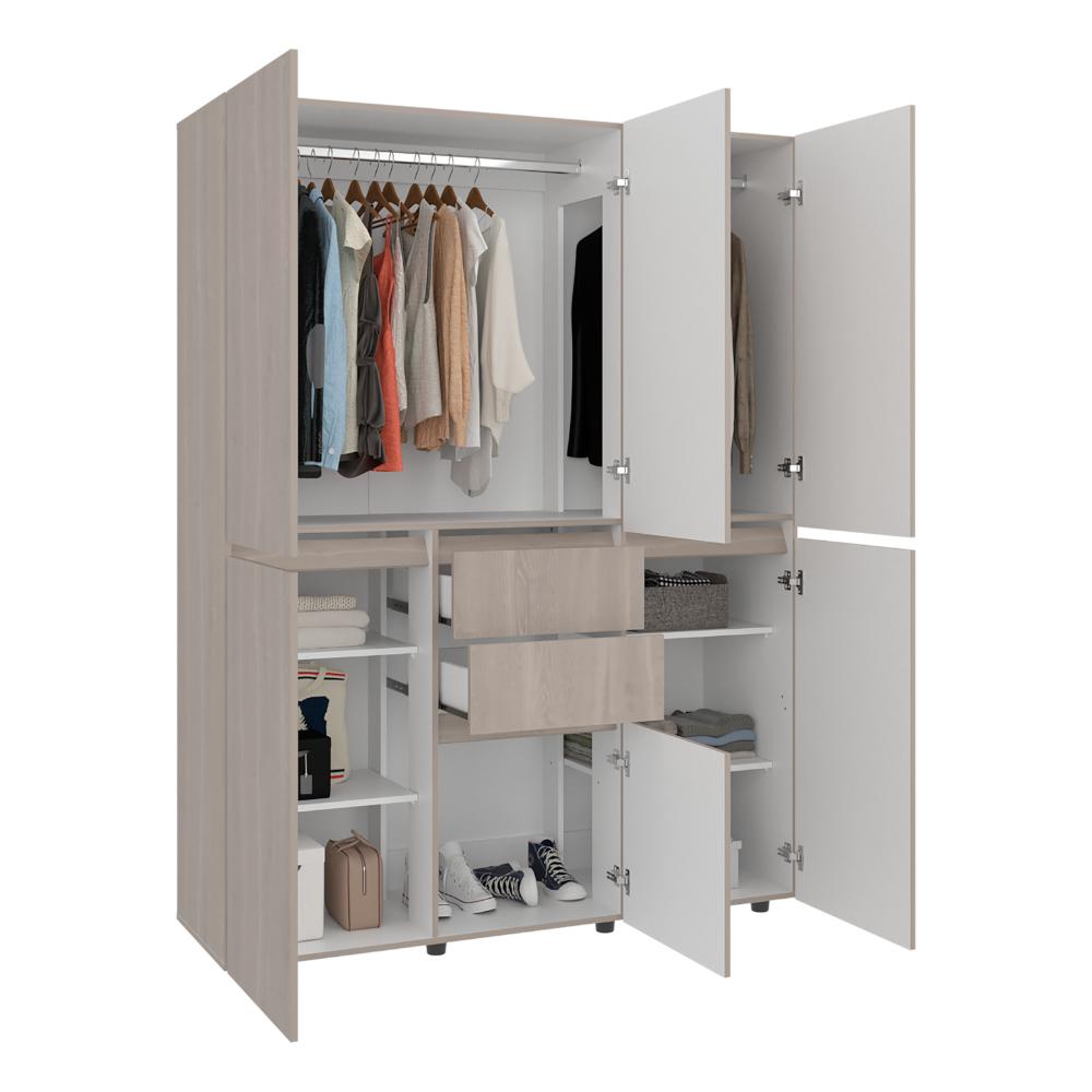Closet Siruela 150, Bardolino y Blanco, con Seis Puertas y Gran Capacidad de Almacenamiento