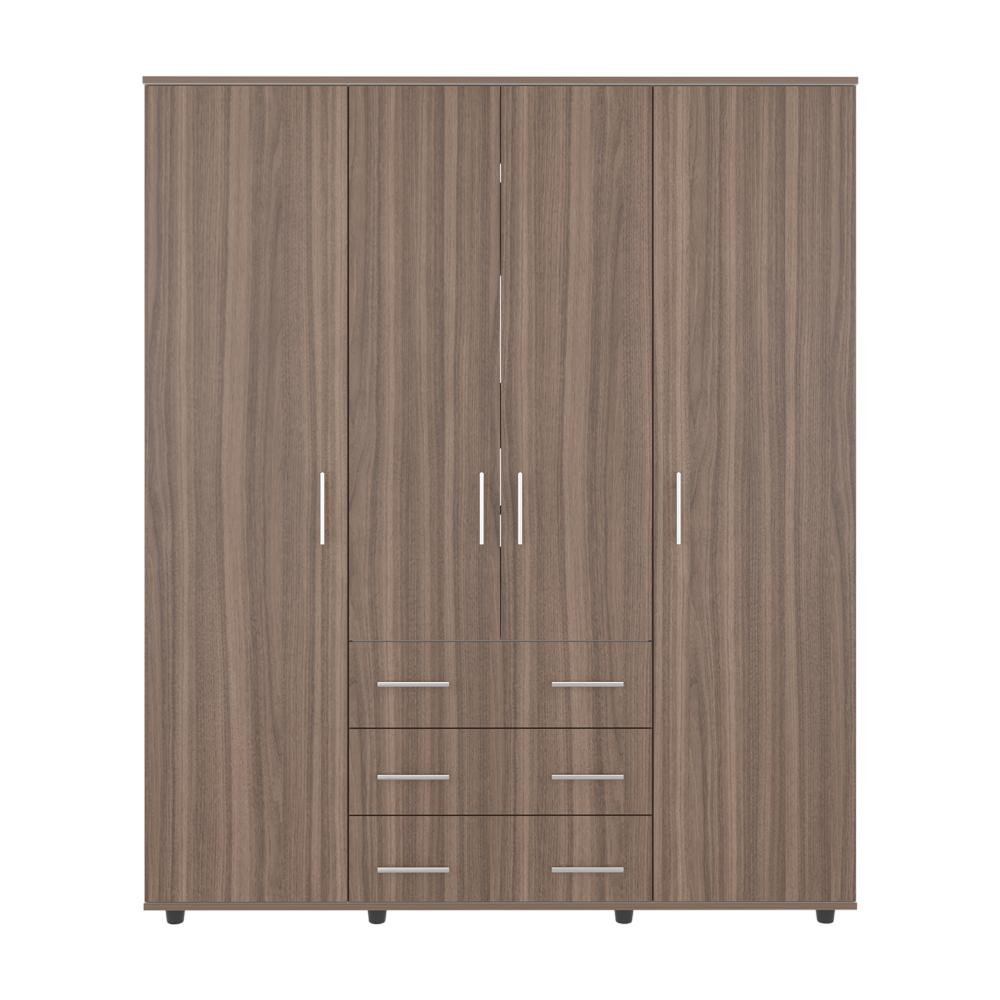 Closet Fontana, Avellana y Blanco, con Cuatro Puertas Abatibles y Tres Cajones Organizadores