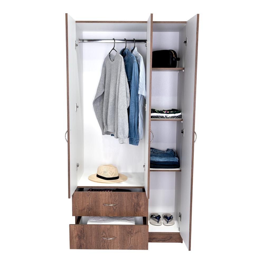 Closet América, Avellana y Blanco, Con Dos Cajones y Variedad De Entrepaños