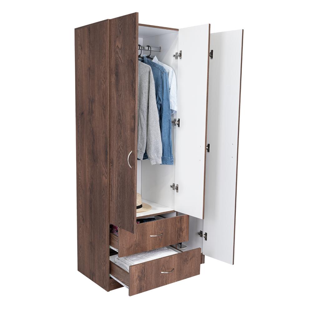 Closet América, Avellana y Blanco, Con Dos Cajones y Variedad De Entrepaños