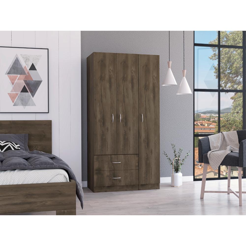 Closet América, Avellana y Blanco, Con Dos Cajones y Variedad De Entrepaños