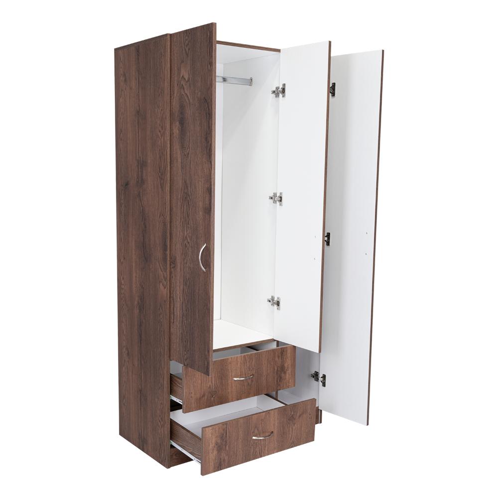 Closet América, Avellana y Blanco, Con Dos Cajones y Variedad De Entrepaños
