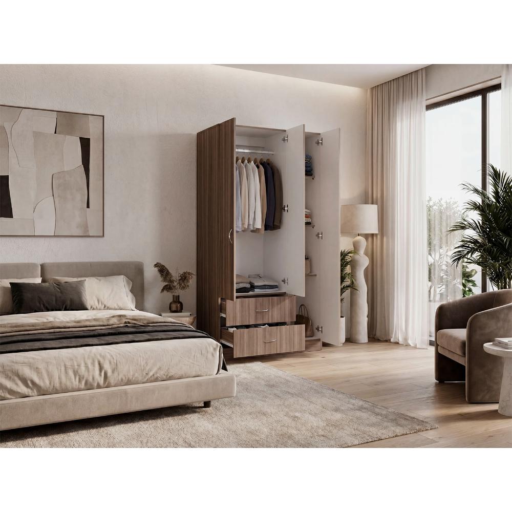 Closet América, Avellana y Blanco, Con Dos Cajones y Variedad De Entrepaños