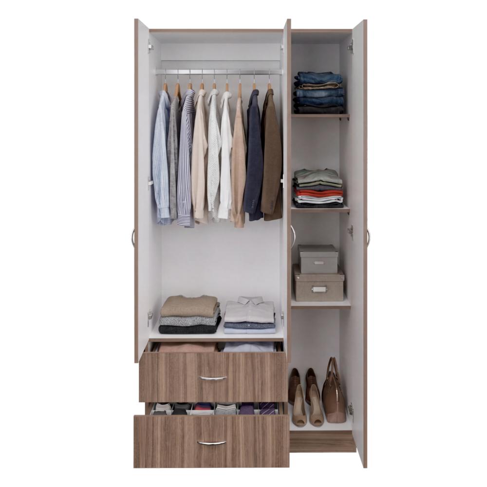 Closet América, Avellana y Blanco, Con Dos Cajones y Variedad De Entrepaños