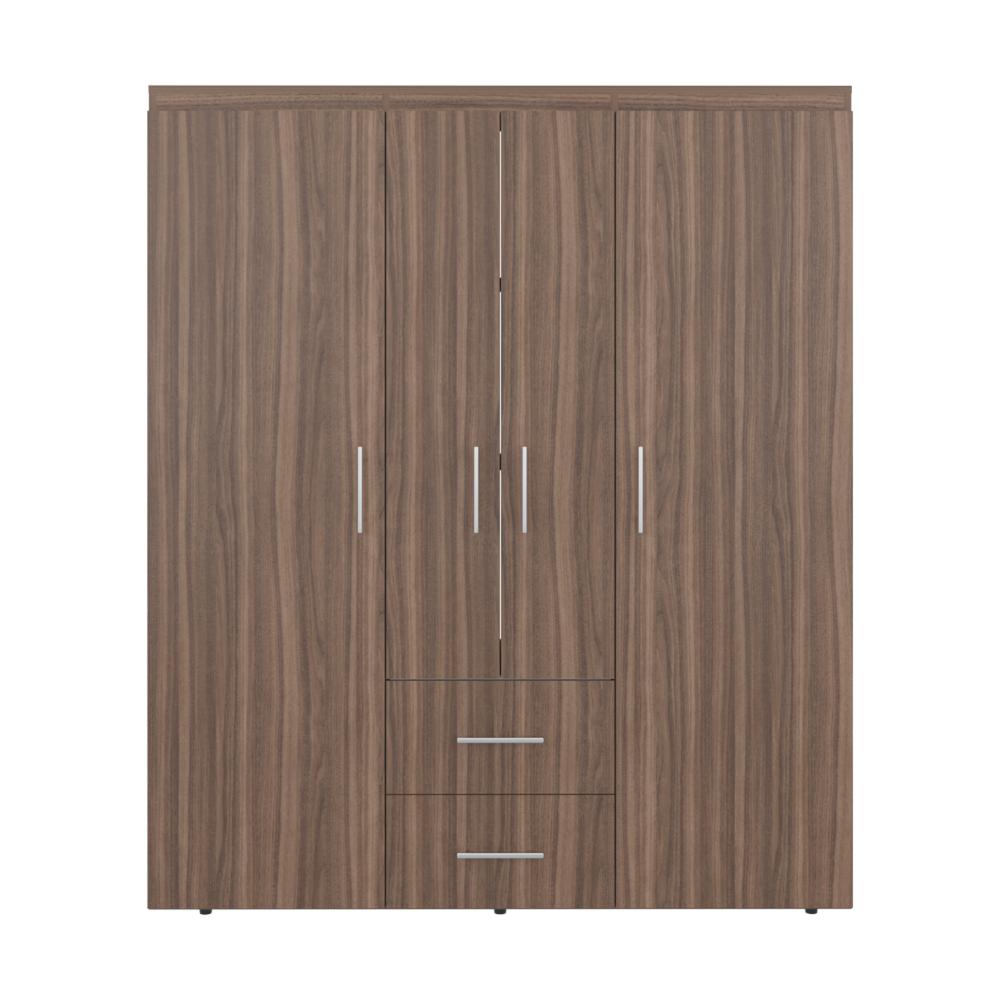 Closet Bariloche Bombay Eco, Avellana y Blanco, Con Variedad De Entrepaños y Cuatro Puertas Abatibles