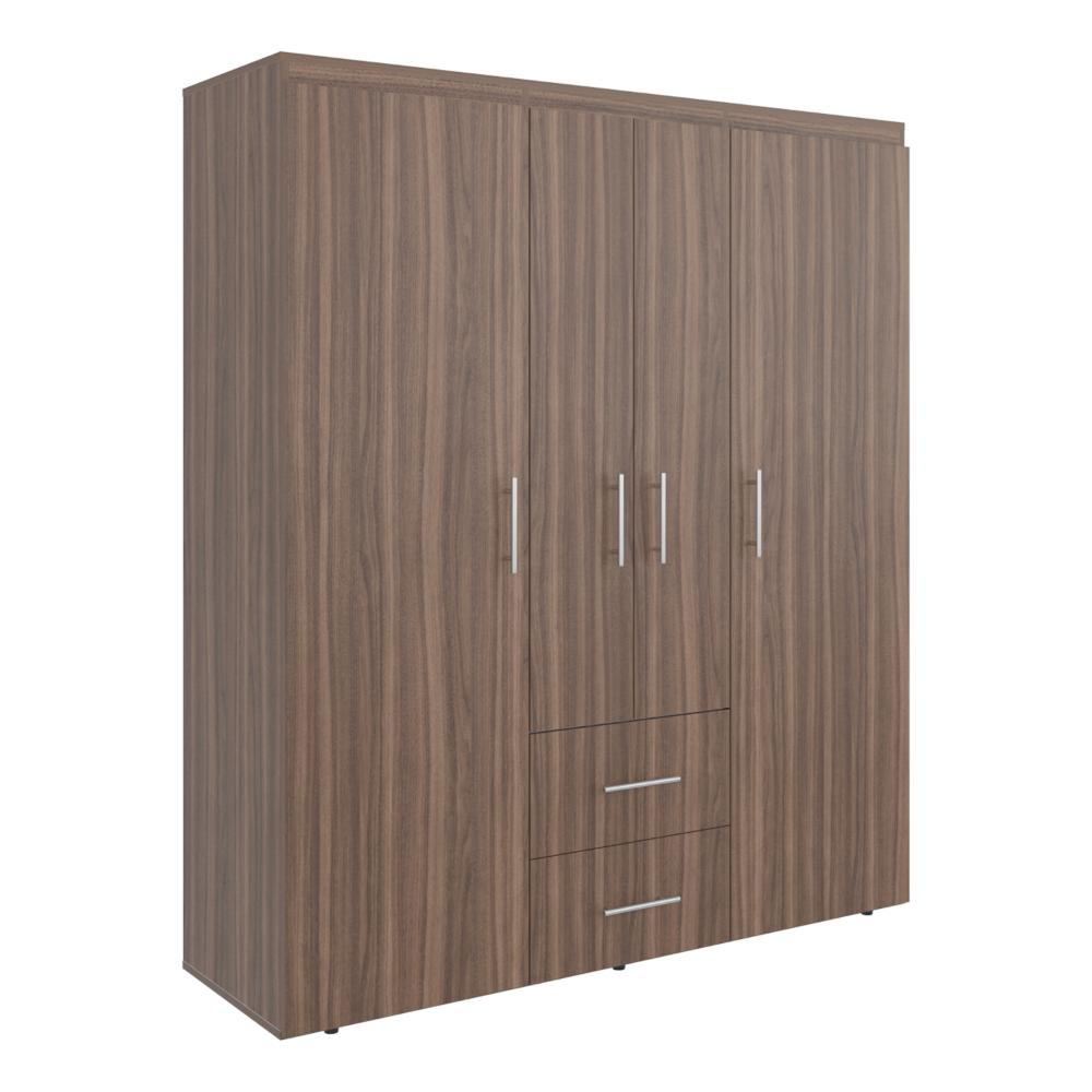 Closet Bariloche Bombay Eco, Avellana y Blanco, Con Variedad De Entrepaños y Cuatro Puertas Abatibles