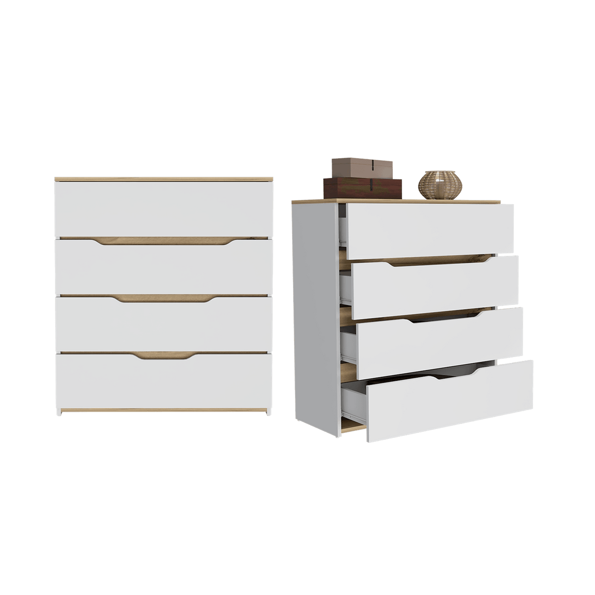 Set de 2 Organizadores Zory, Blanco y Café Claro, con Tres Cajones ZF